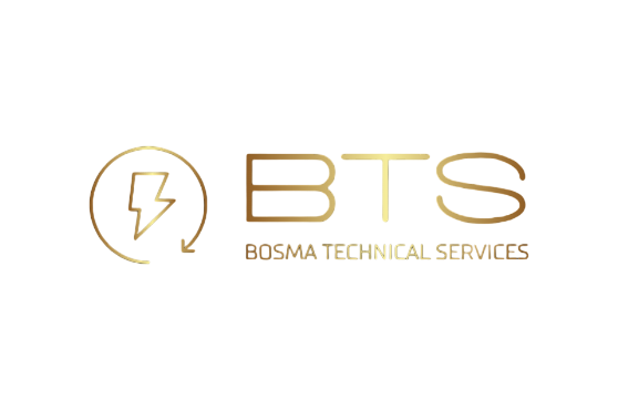 Logo van Bosma Technical Services met de initialen BTS en een bliksemschicht.